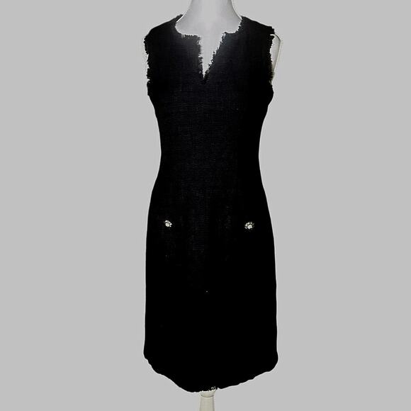 Karl Lagerfield Paris Tweed Classic Two Pocket Frayed Accents Size 2 Dress - Picture 1 of 9